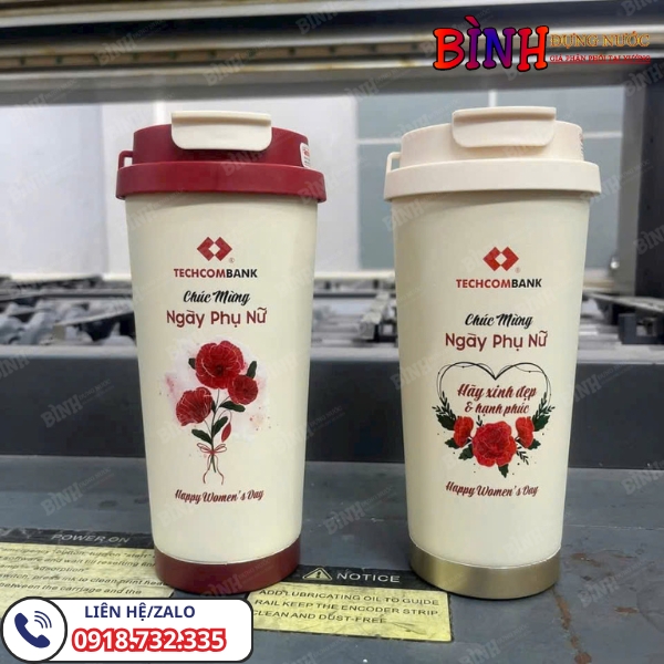 Bình giữ nhiệt 8/3 in lời chúc theo yêu cầu