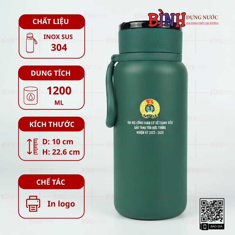 Bình giữ nhiệt 1200ml Đại hội Công đoàn cơ sở thành viên Bảo tàng Tôn Đức Thắng