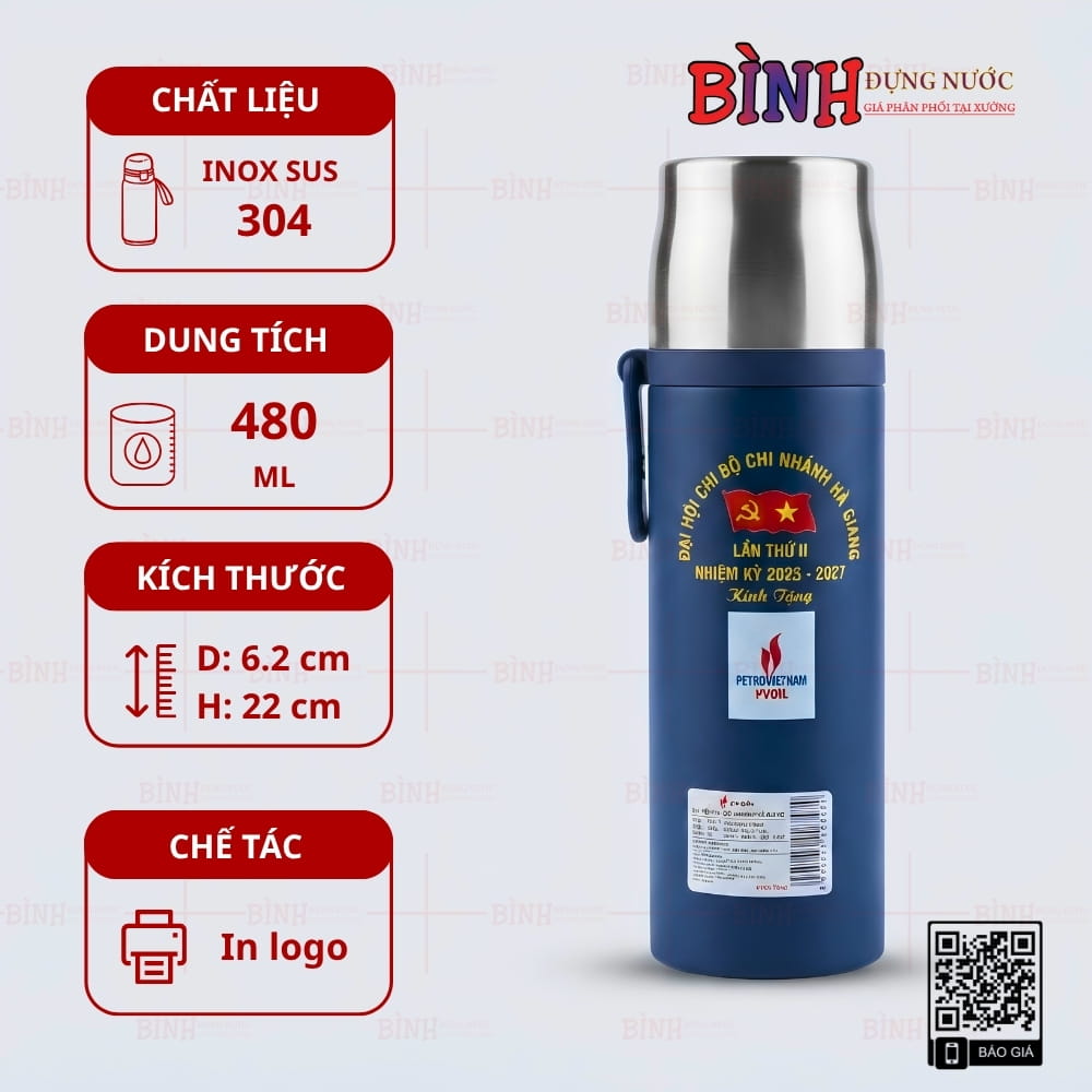 Bình giữ nhiệt Elmich 450ml Đại hội Chi bộ Chi nhánh Hà Giang