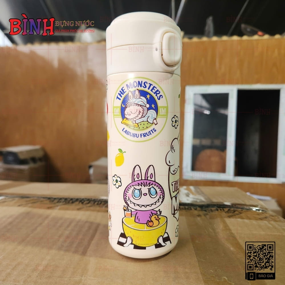 Bình giữ nhiệt Labubu in logo nha khoa