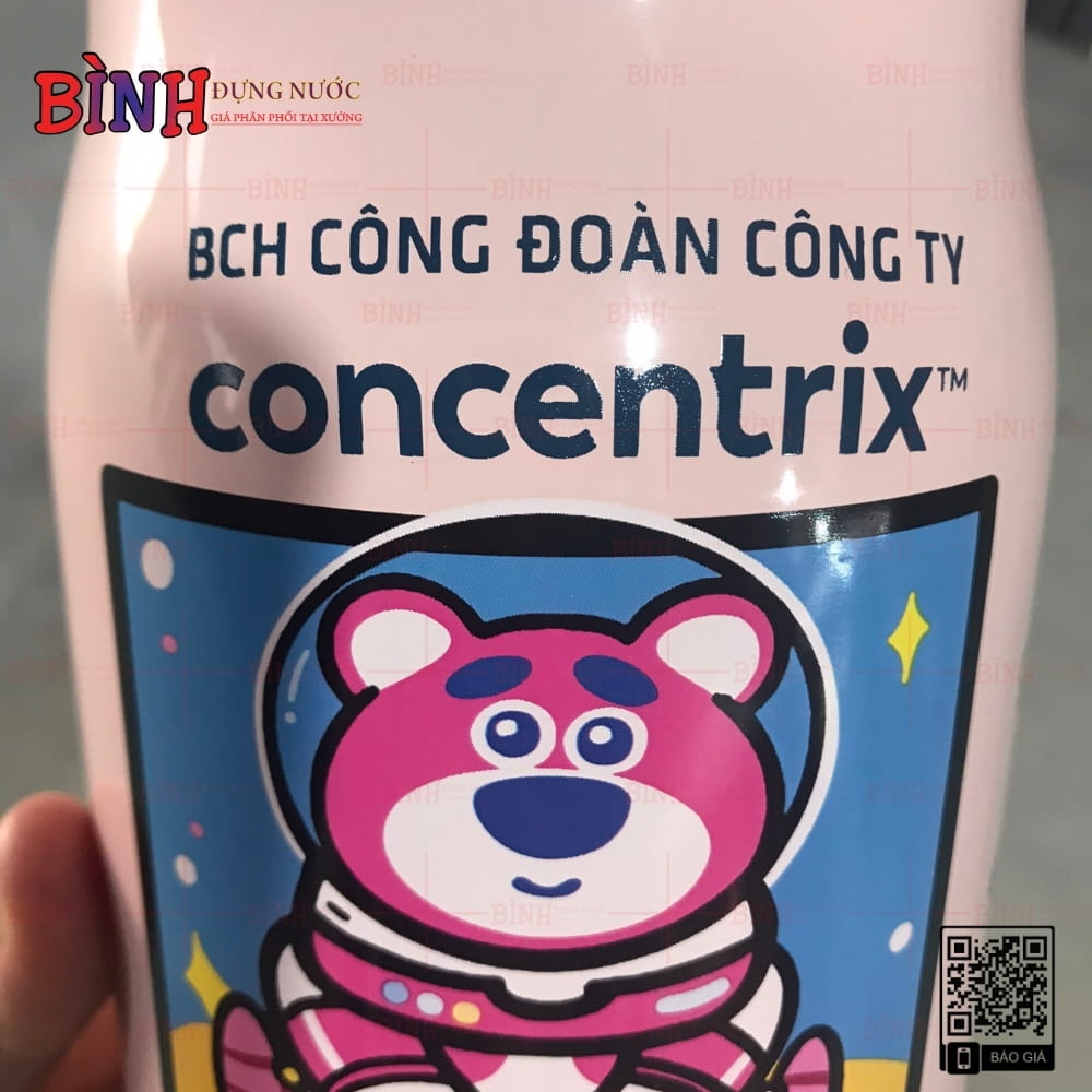 Bình giữ nhiệt màu hồng 1000ml in logo BCH Công đoàn Công ty Concentrix