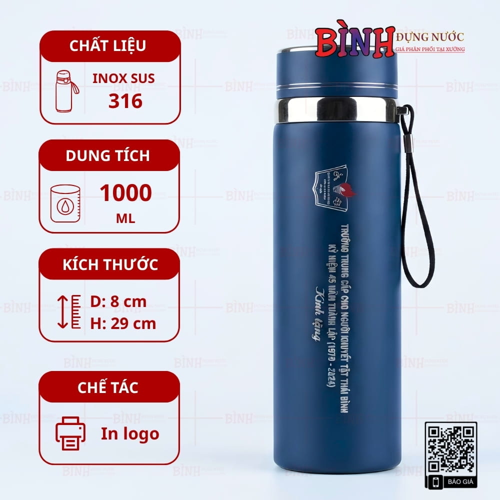 Bình giữ nhiệt quà tặng kỷ niệm 45 năm thành lập Trường Trung cấp cho Người khuyết tật Thái Bình