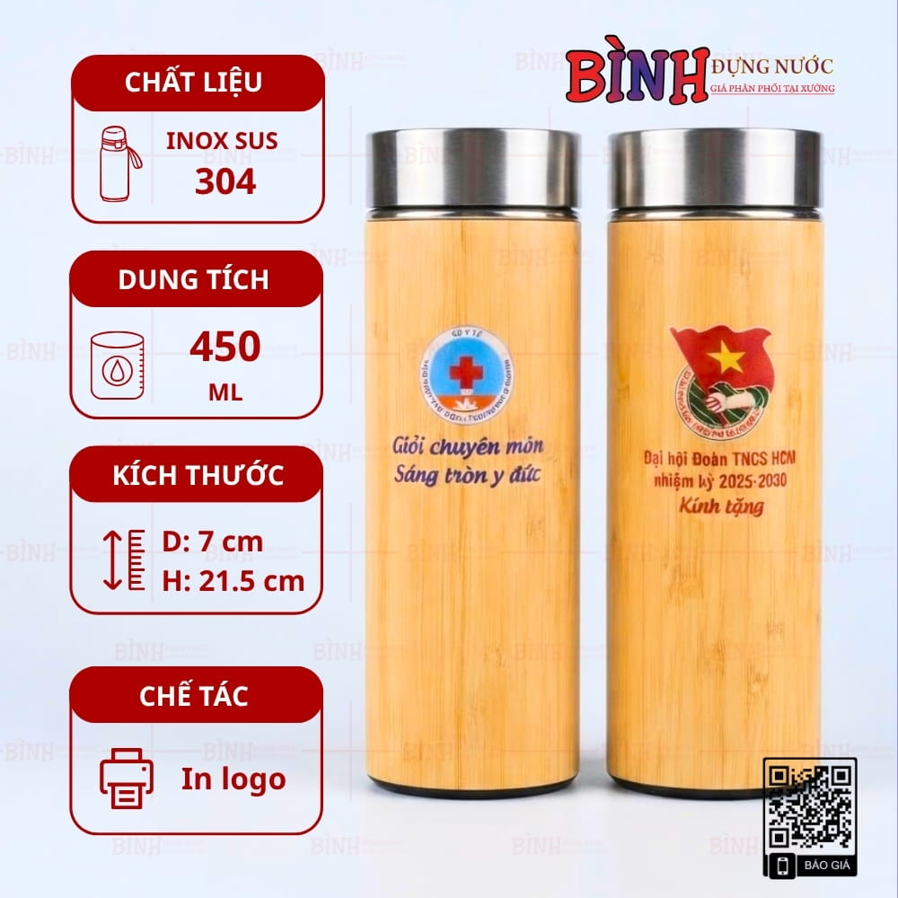 Bình tre giữ nhiệt đại hội Đoàn TNCS