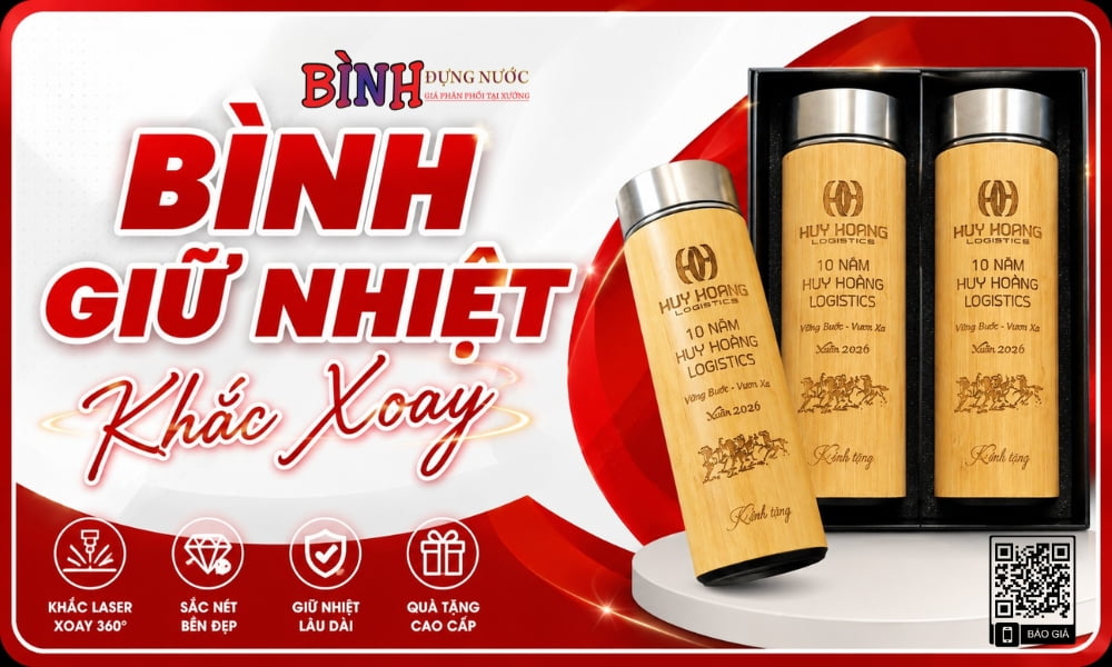 Bình giữ nhiệt khắc xoay tăng tính thẩm mỹ cho sản phẩm