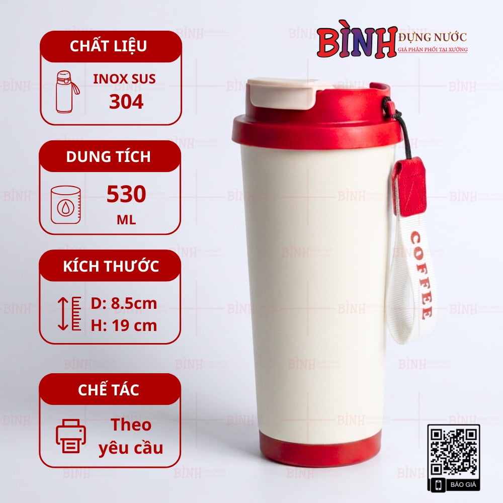 Ly giữ nhiệt 530ml đẹp, phù hợp làm quà tặng