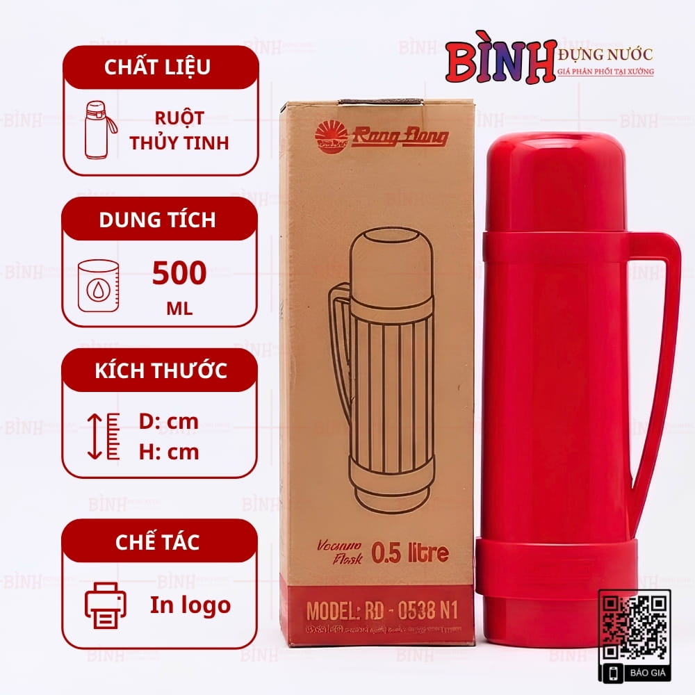 Phích giữ nhiệt cầm tay 500ml in logo Công ty Nam&Co