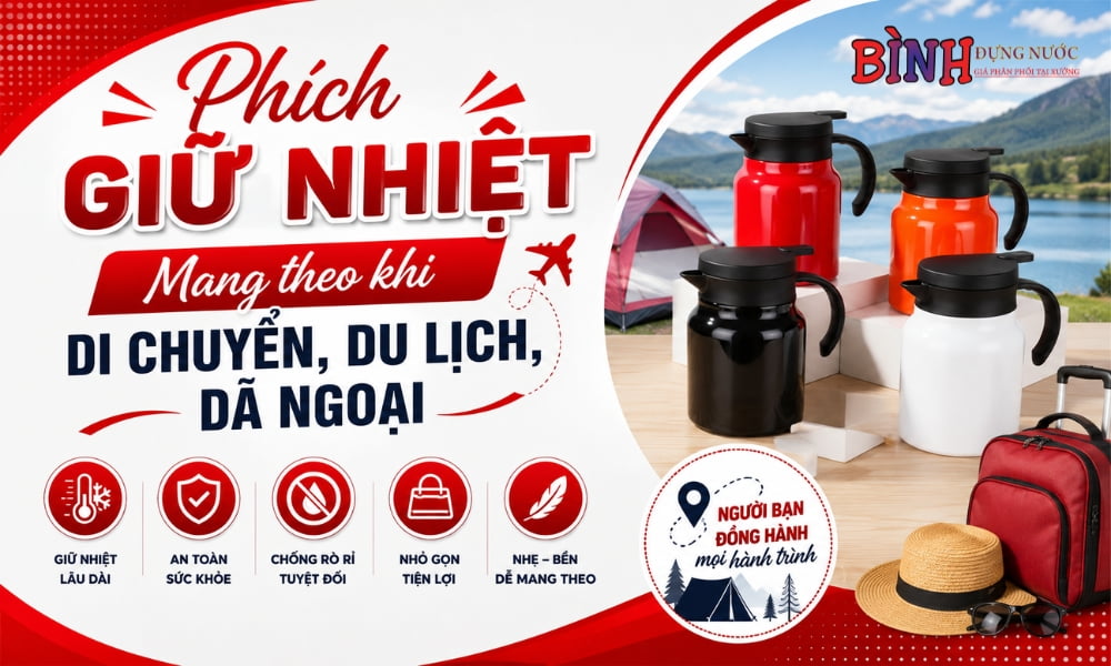 Phích giữ nhiệt tiện lợi mang theo khi di chuyển, du lịch và dã ngoại