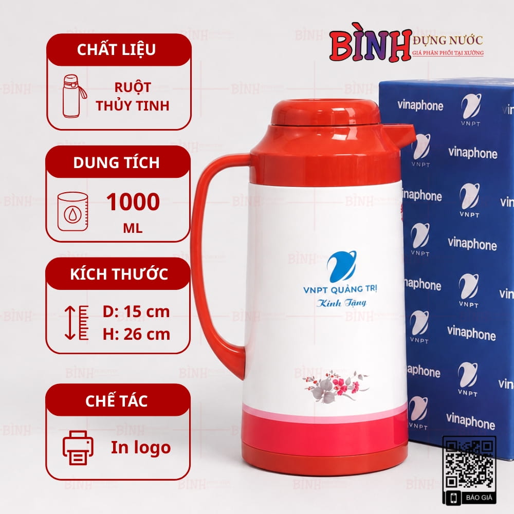 Phích giữ nhiệt quà tặng VNPT Quảng Trị in logo theo yêu cầu, thương hiệu Rạng Đông