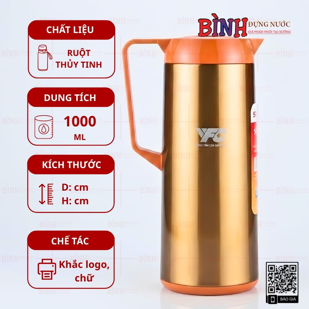 Phích pha trà 1L khắc logo VFC
