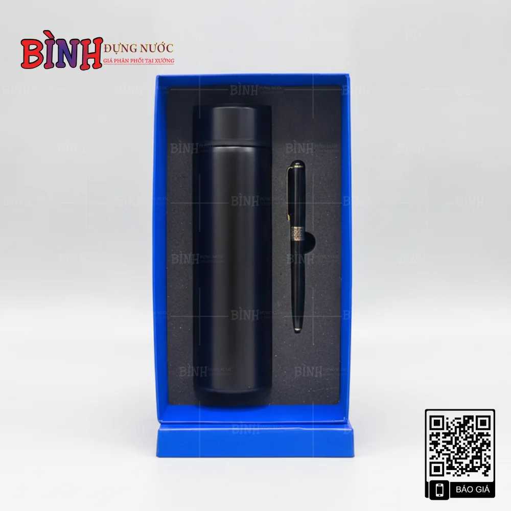 Set bình bút mix màu với hộp định hình xanh, thiết kế hiện đại