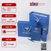 Set quà tặng bình sổ bút màu xanh dương in logo Trường THPT Chuyên Ngoại Ngữ, giải pháp quà tặng chuyên nghiệp và ý nghĩa.