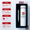 Set quà tặng đại hội gồm bình giữ nhiệt và bút ký in huy hiệu Đoàn TNCS Hồ Chí Minh, phù hợp làm quà lưu niệm.