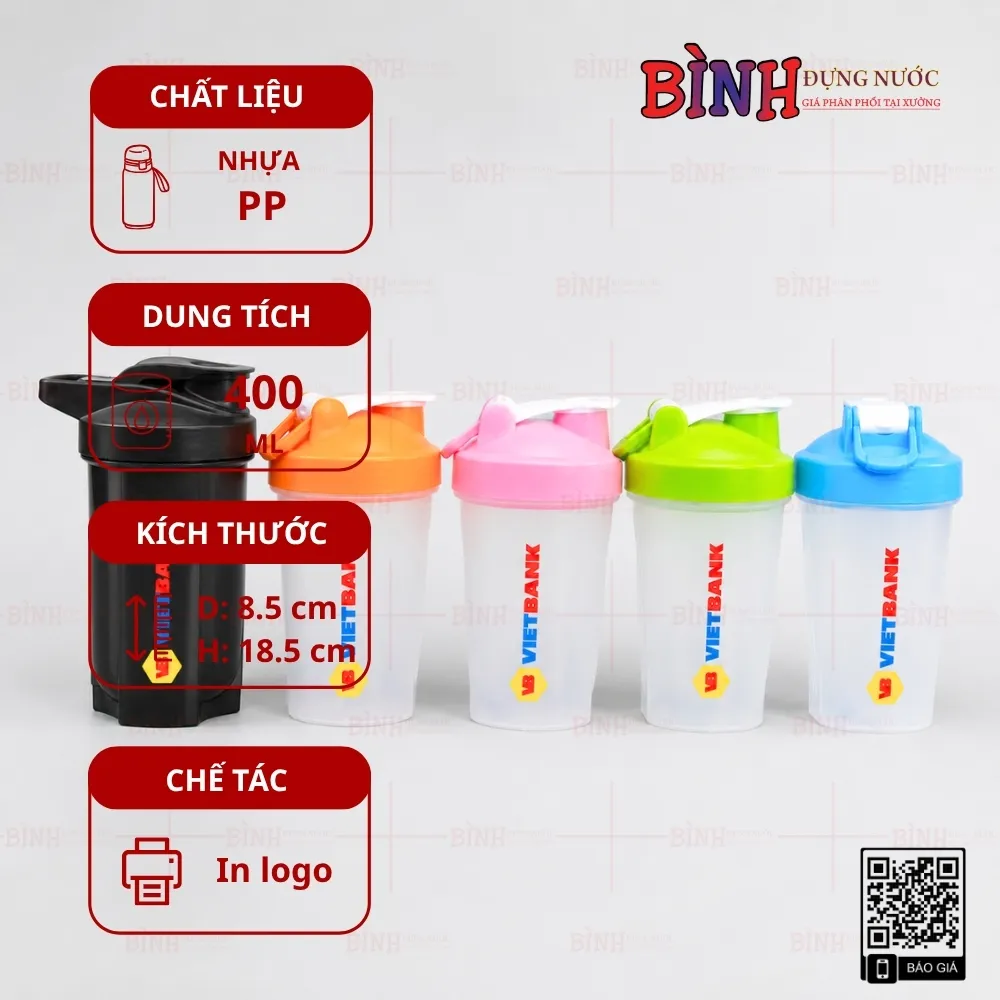 Bình lắc shaker in logo VietBank
