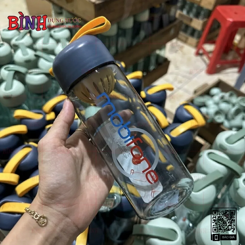 Bình nhựa 600ml MobiFone in logo thương hiệu