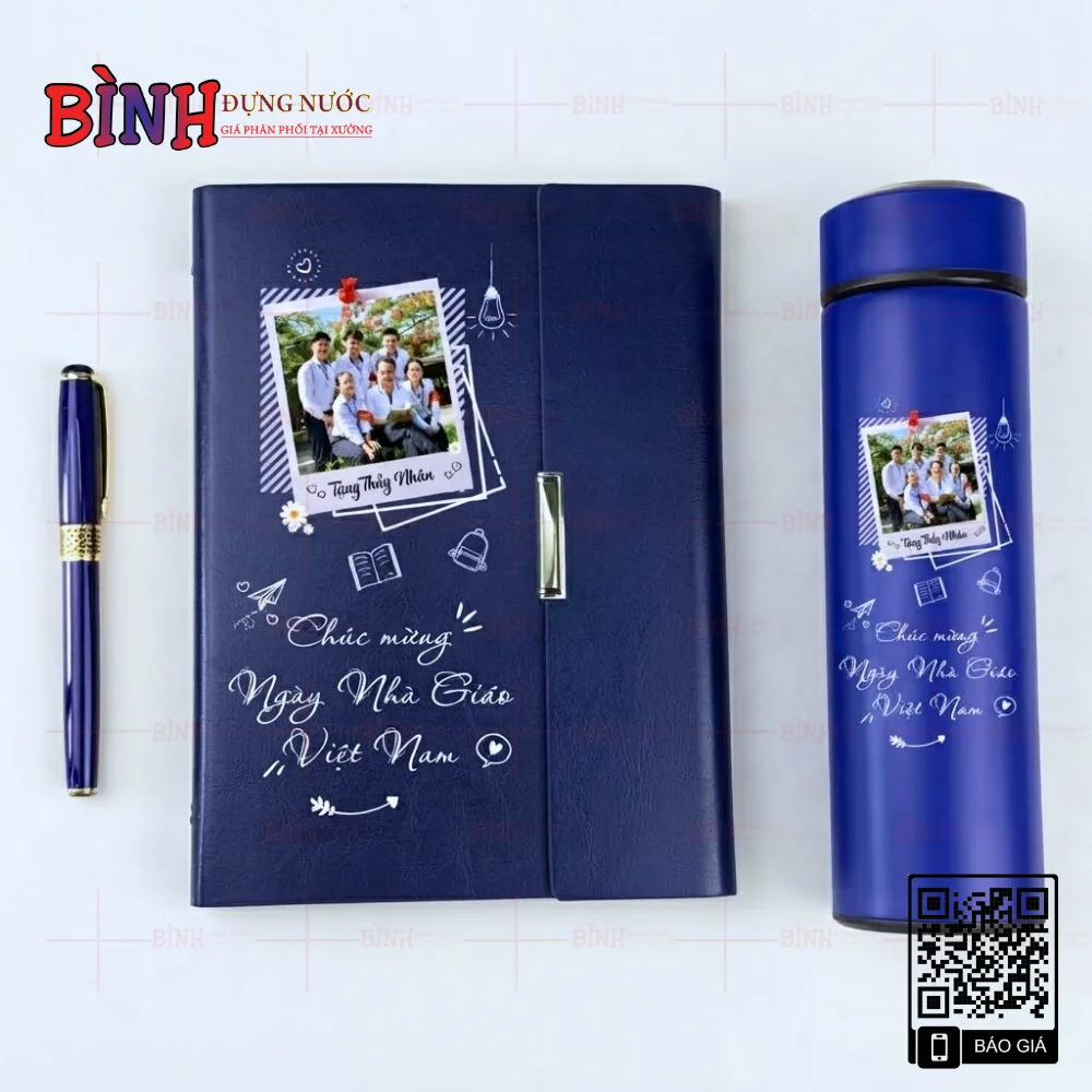Giftset bình sổ bút in ảnh lời chúc tặng thầy cô 20/11