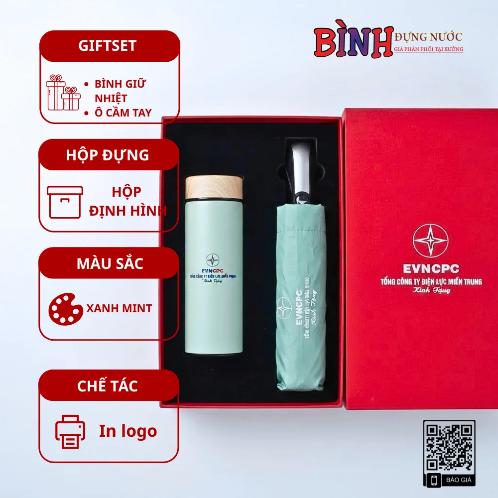 Set Quà Bình Ô In Logo Điện Lực Miền Trung