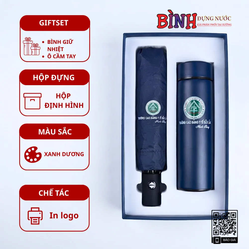 Set Bình Ô In Logo Trường Cao Đẳng Y Tế Đắk Lắk